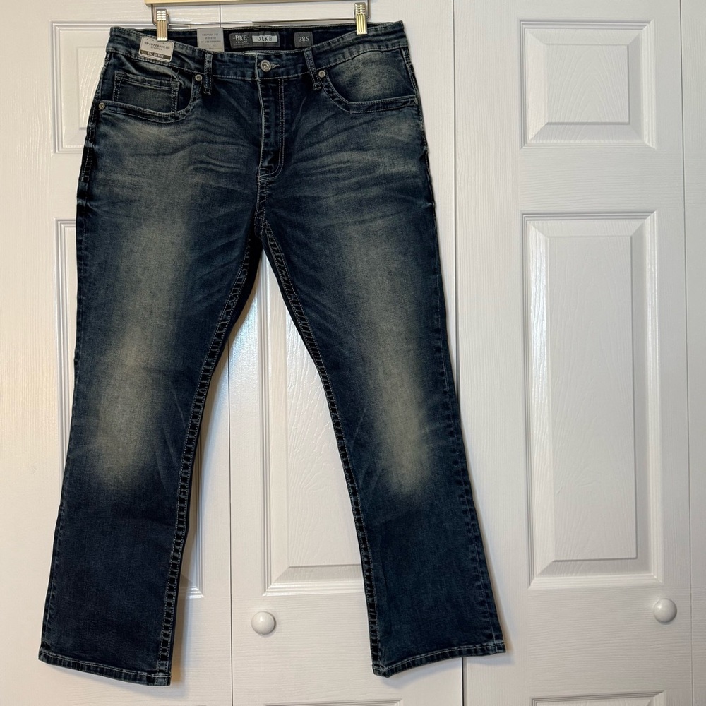 BKE Men's Dark Blue Straight Jeans